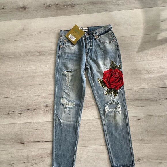 Rodeo Quincy Ella Rose Denim Pant Blue S NWT - Picture 6 of 8